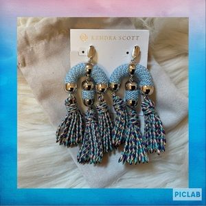 Kendra Scott Masie Statement Tassel Drop Earrings - NWT - Rhodium Periwinkle